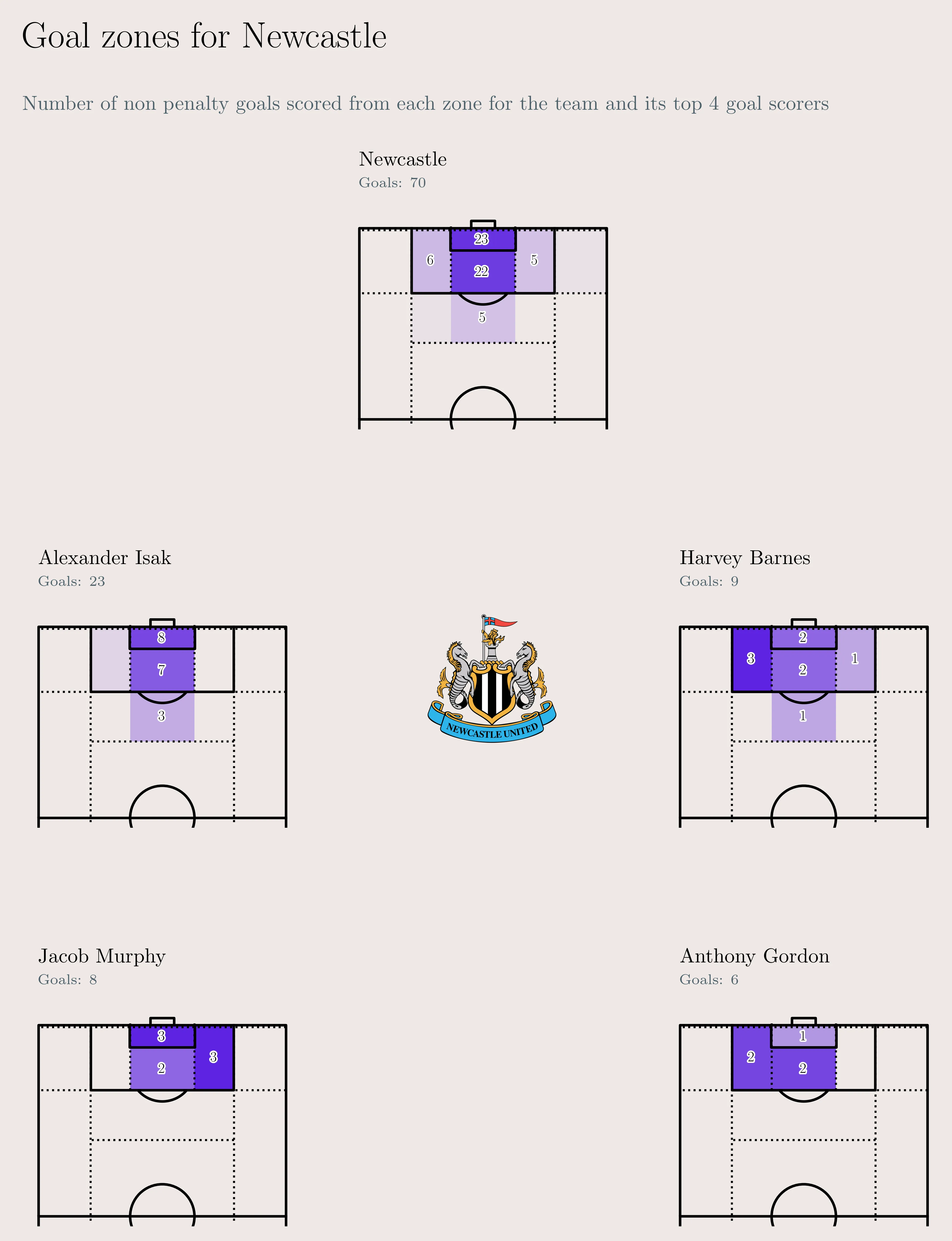 Newcastle goal map