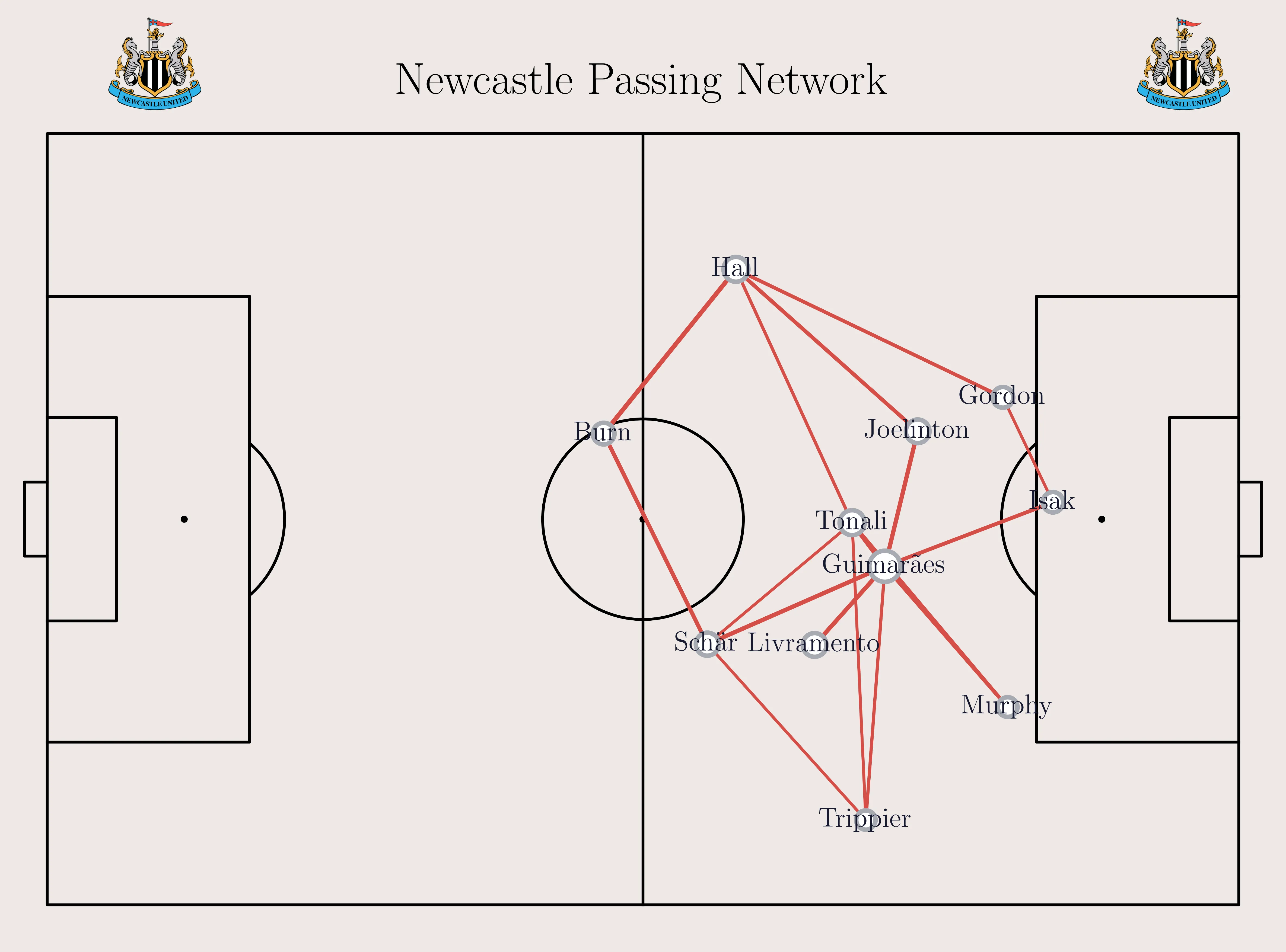 Newcastle passing network